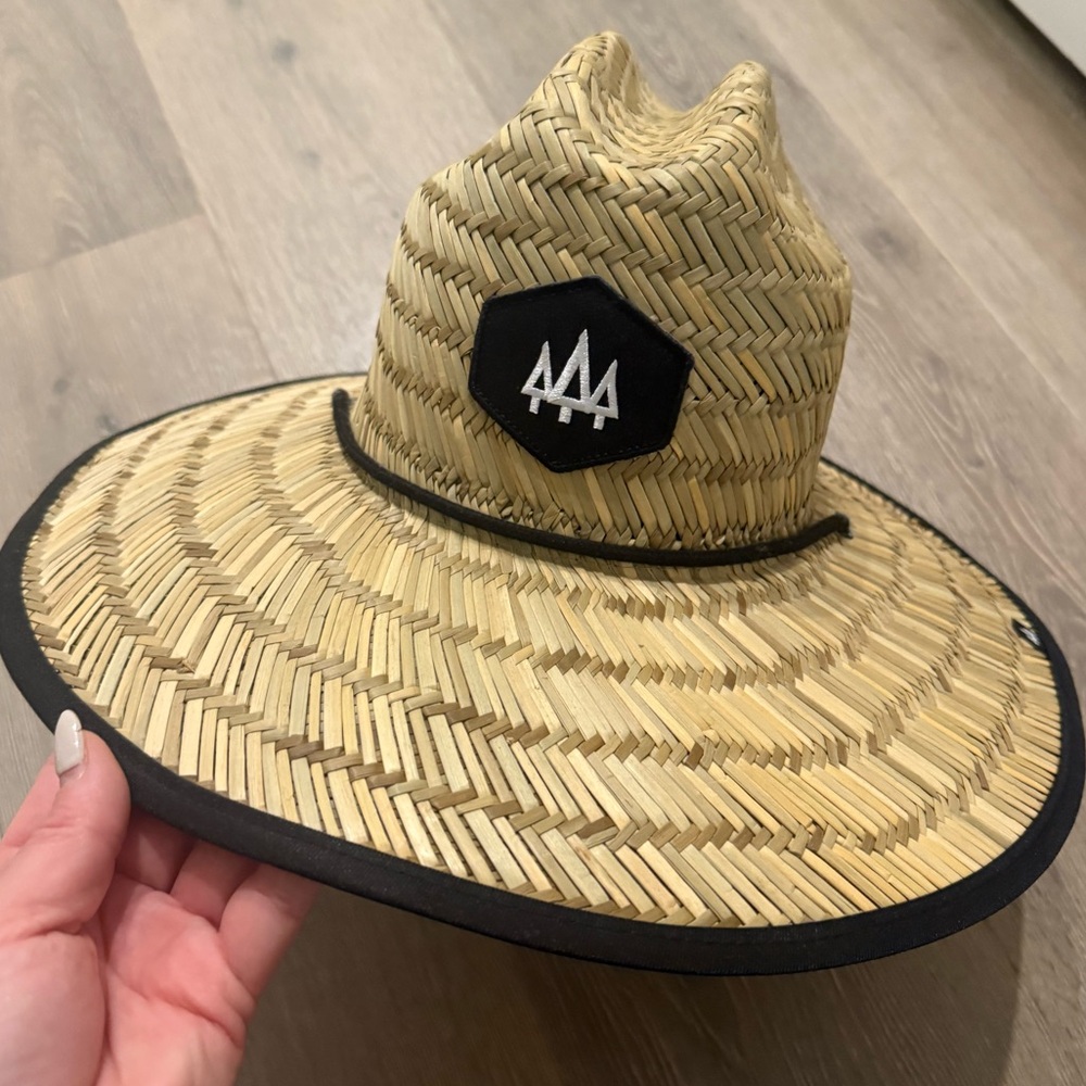 Straw Sun Hat with Black Trim